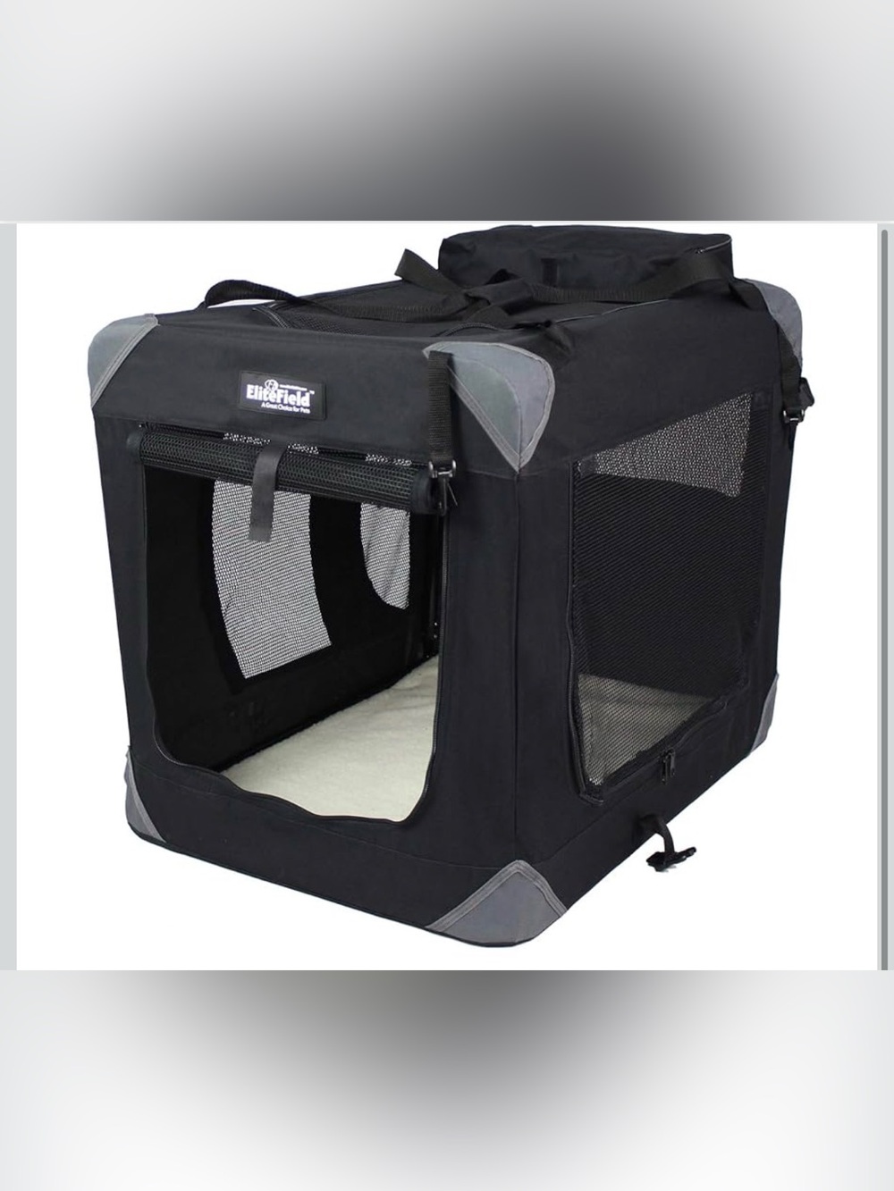 EliteField 3-Door Soft Dog Crate with Bed & Carrying Bag